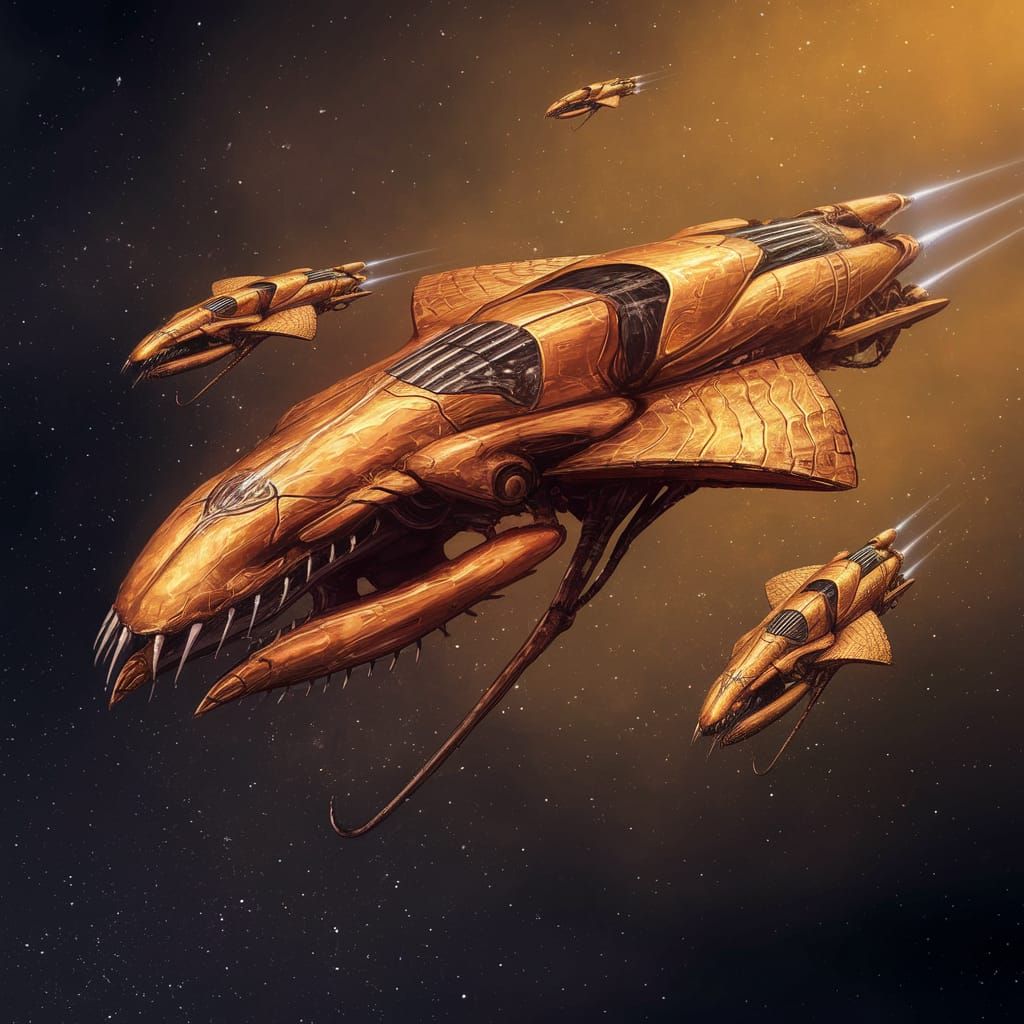 Cyberpunk Spacecraft with Biotic and Abiotic Materials