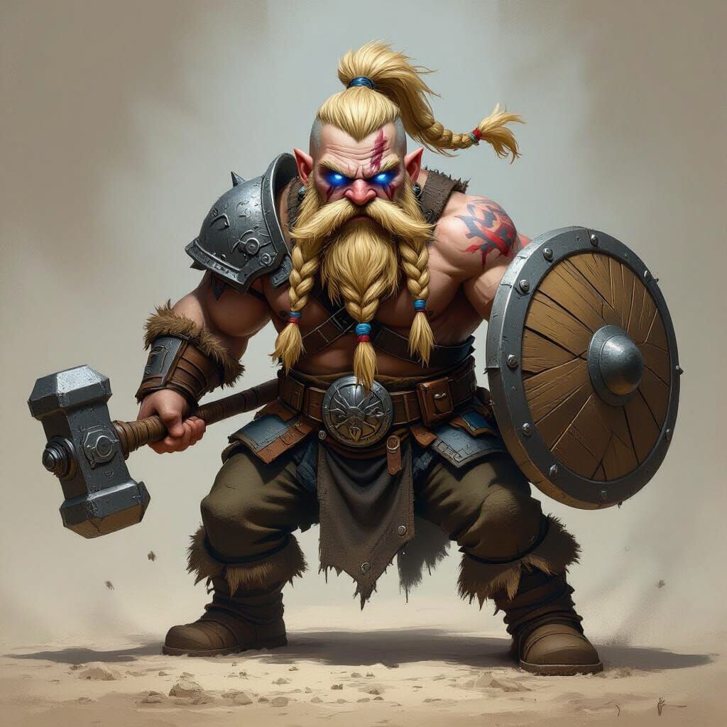Dwarf Warrior with Warhammer and Shield