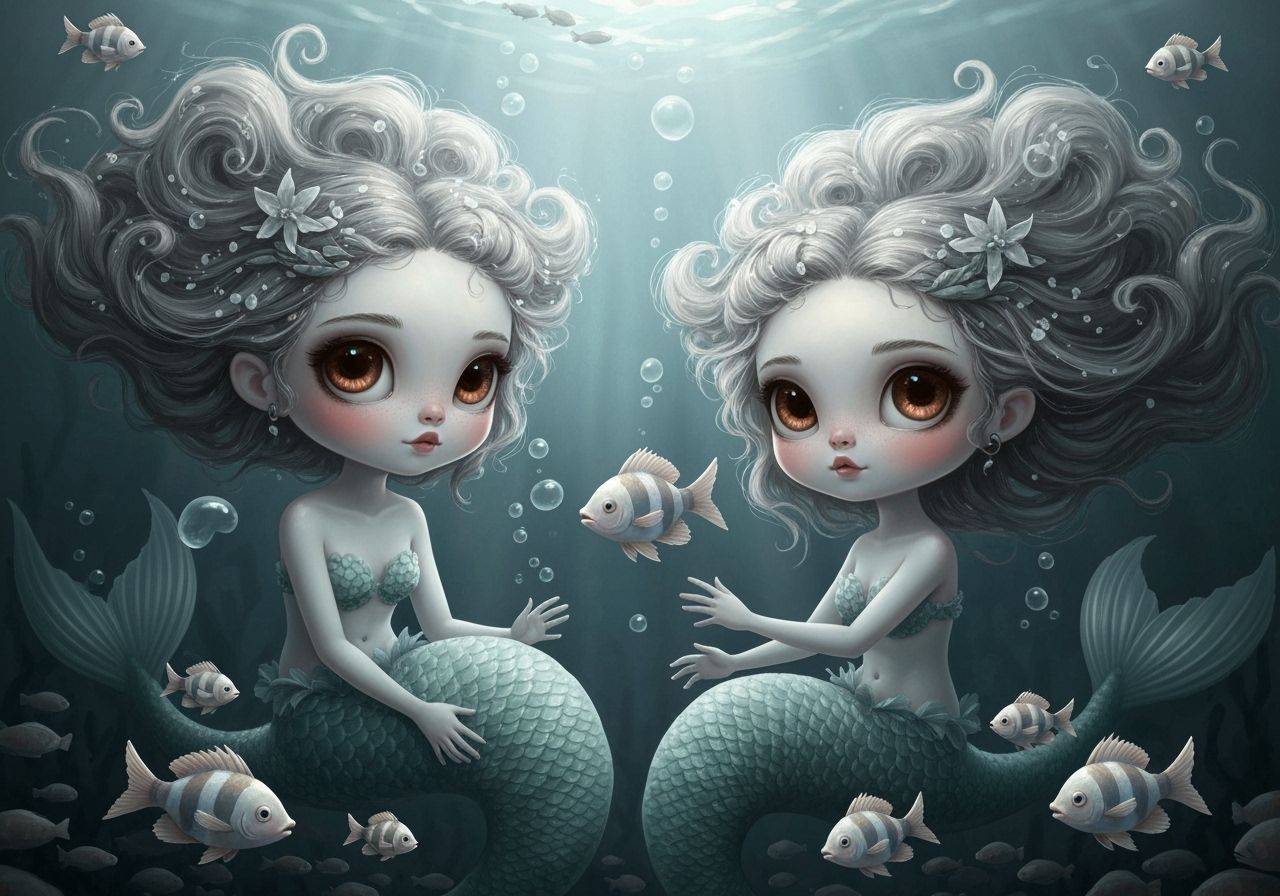 Enchanting Mermaids in a Detailed Underwater Portrait