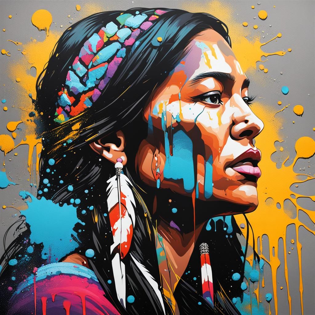 Pocahontas Graffiti Art in Splash Style