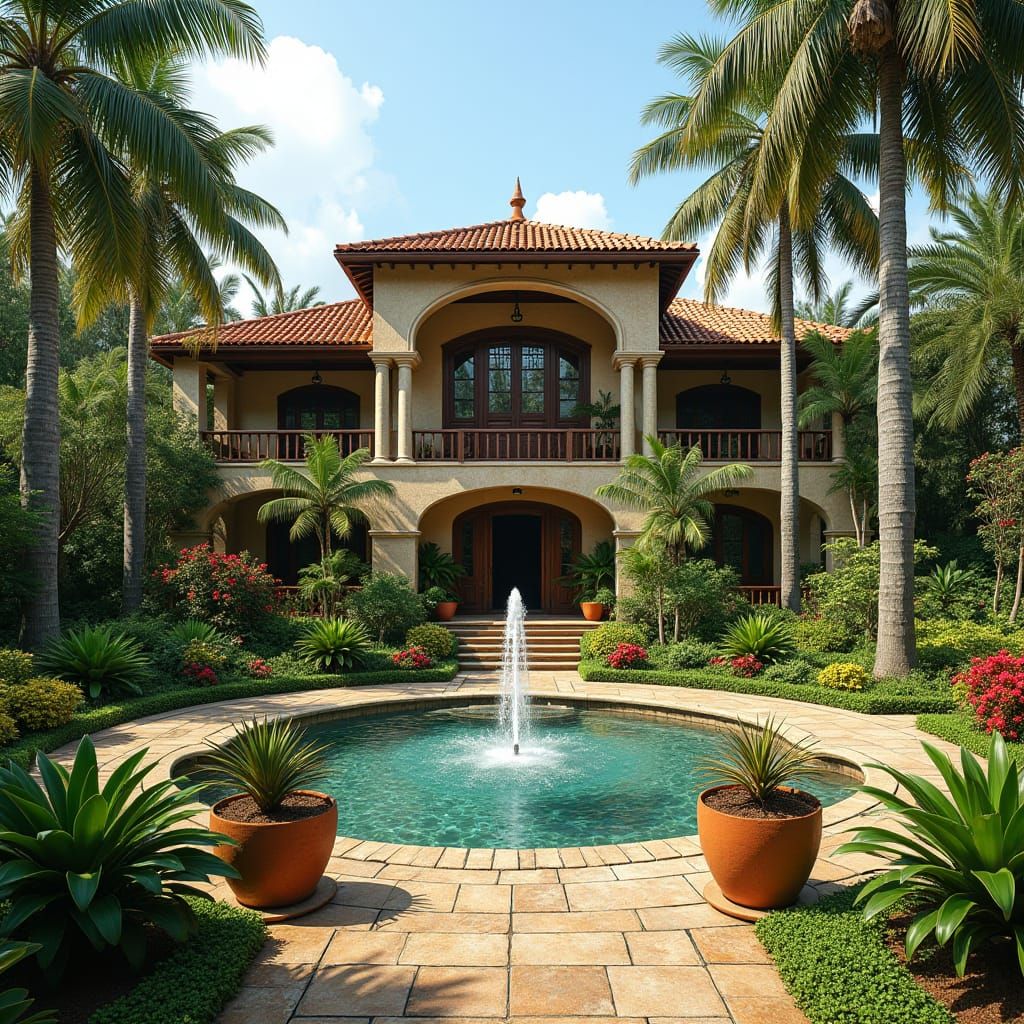 Brazilian Colonial Mansion with Tropical Garden