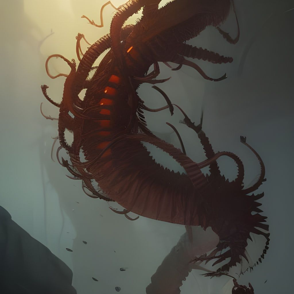 Epic Elder Centipede in Dark Fantasy Style