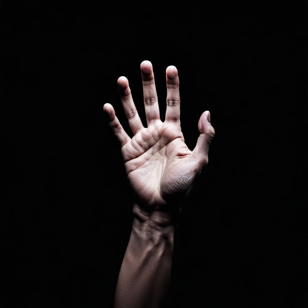 Isolated Hand on Black Background