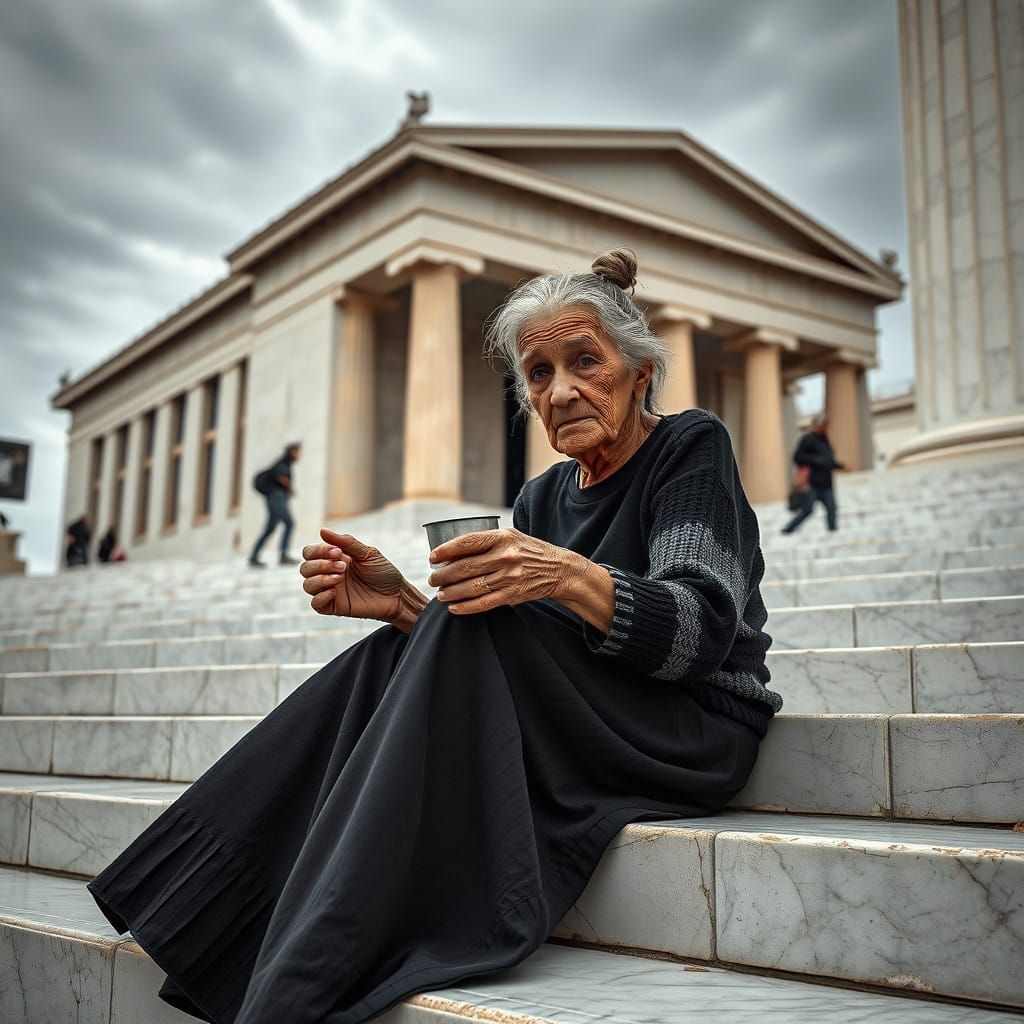 Elderly Greek Yai Yai, Portrayed in a Hyper-Realistic Mood