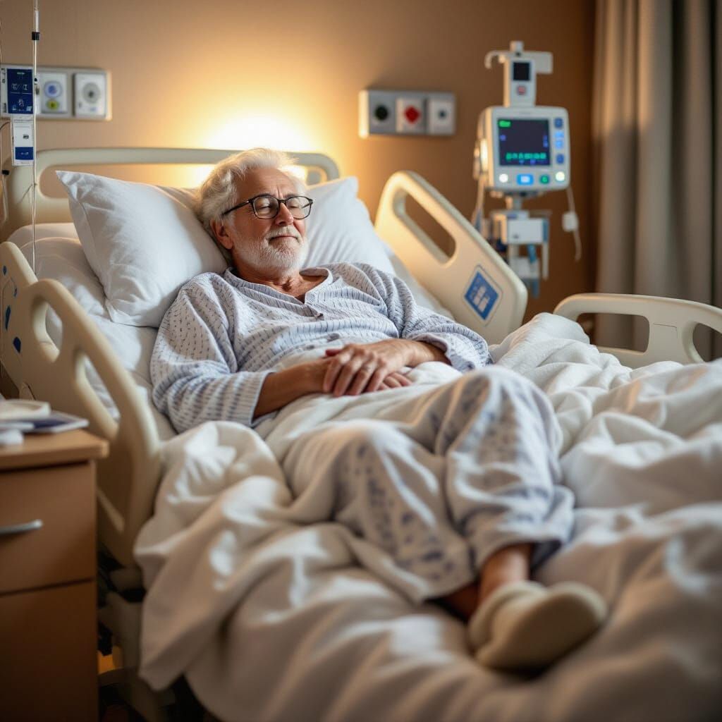 Elderly Patient in Hospital: Gentle Figurative Art