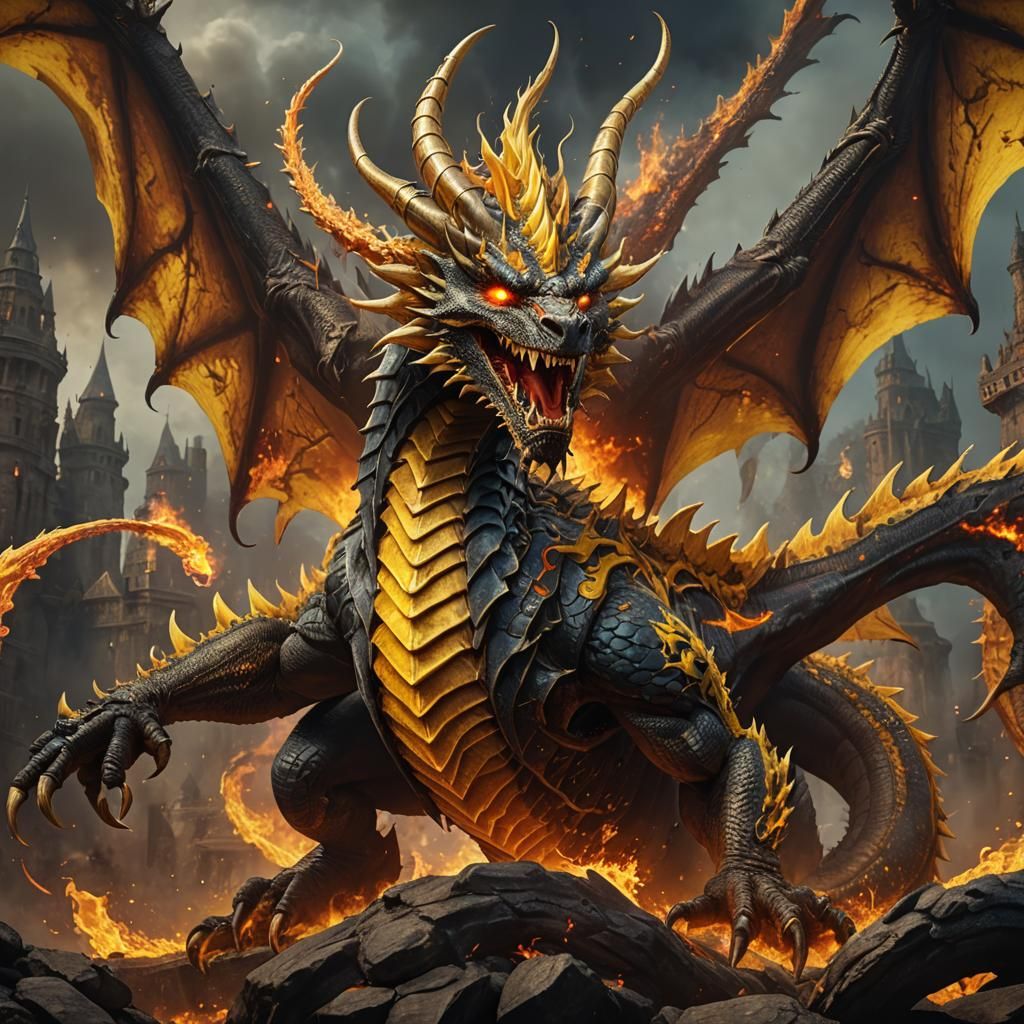 Fiery Dragon Queen: Detailed Fantasy Concept Art