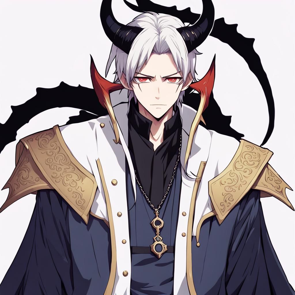 Anime Style Half-Devil Cleric with Horns