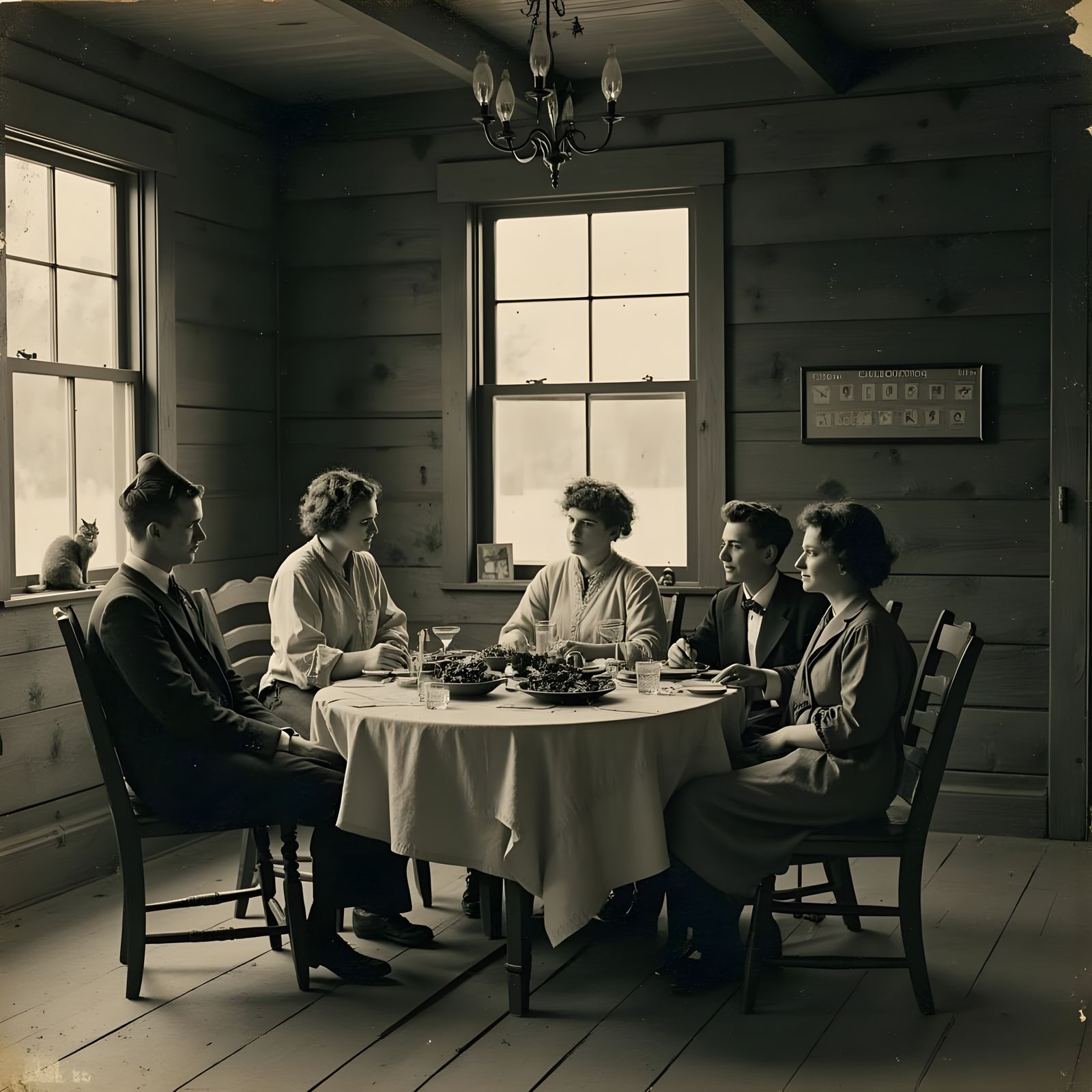 Vintage Thanksgiving Family Dinner, Early 20th Century