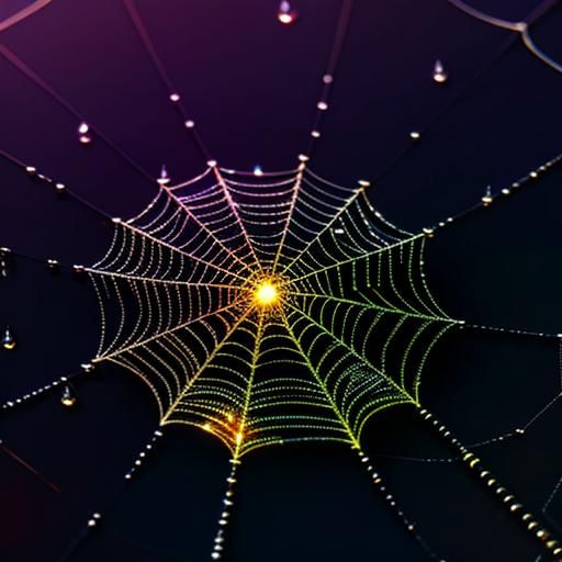 Dew-Kissed Spiderweb with Fairies in Steampunk Style