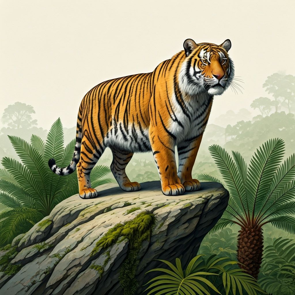 Majestic Saber-Toothed Tiger in Watercolour Style