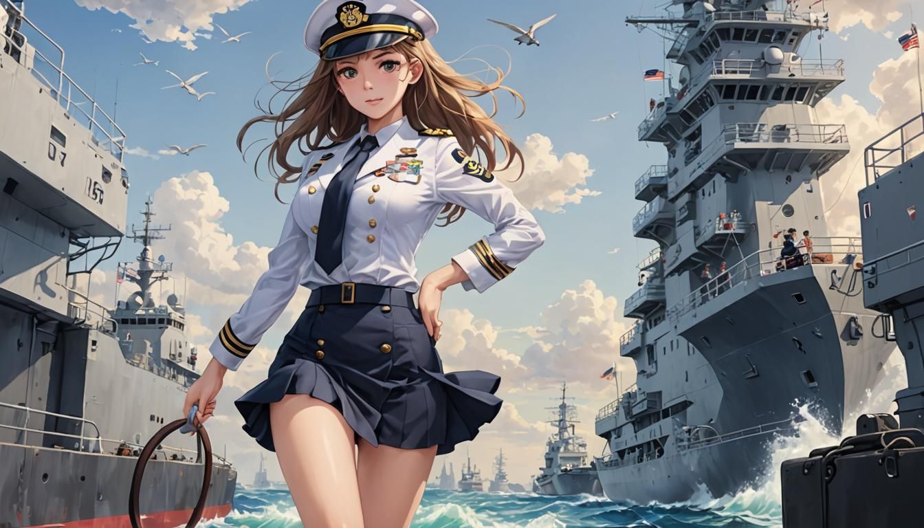 Female Naval Officer in Anime Key Visual Style