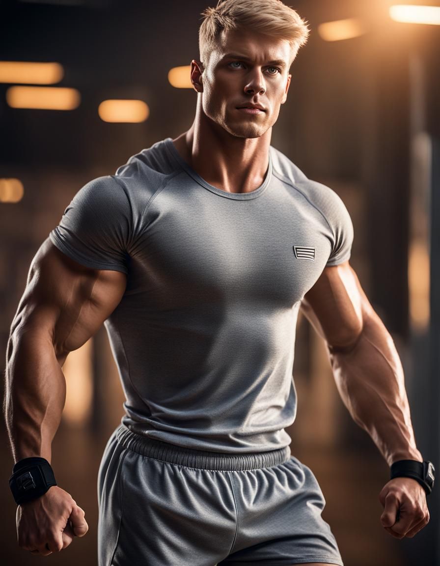 Photorealistic Bodybuilder in Analog Style