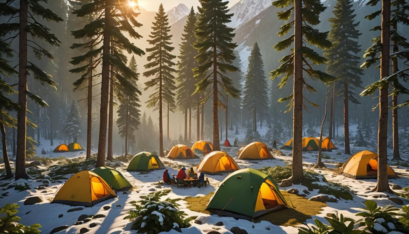 Himalayan Trekkers Enjoying Morning Coffee: 3D Render