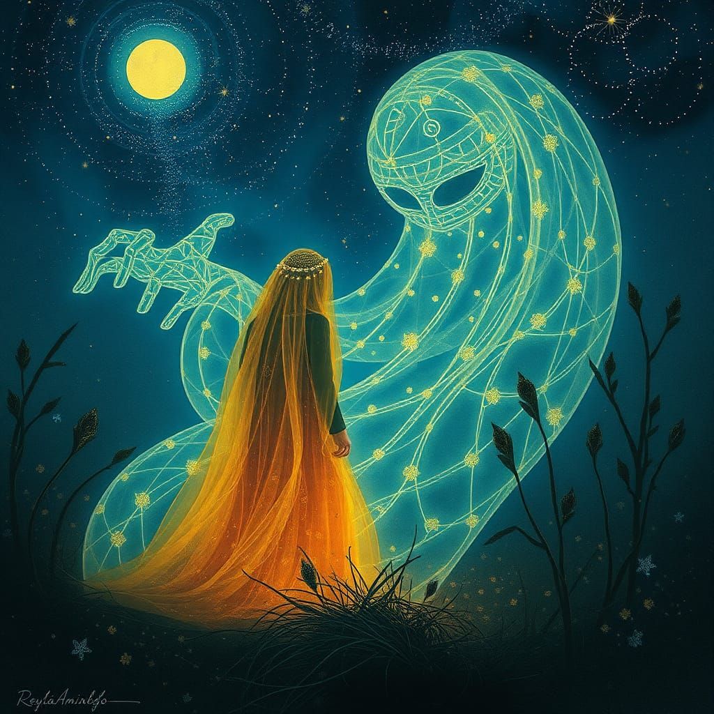 Ethereal Ghost Hiding from Sunlight, Dreamlike Artwork