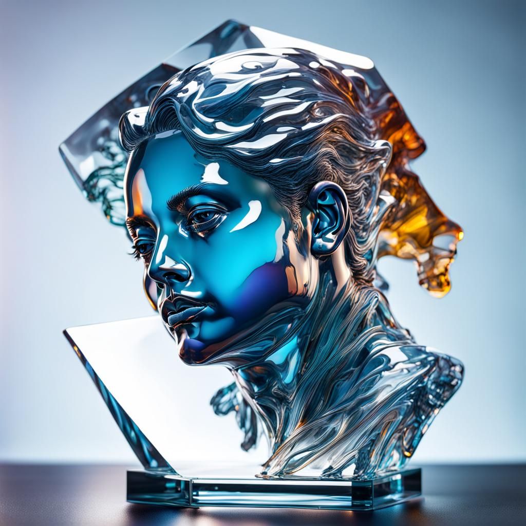 Hyperrealistic Glass Sculpture in Splash Art Style