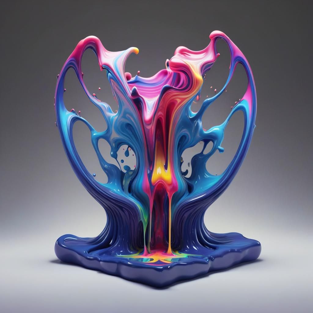 Psychedelic Rainbow Fluid Sculpture in 3D