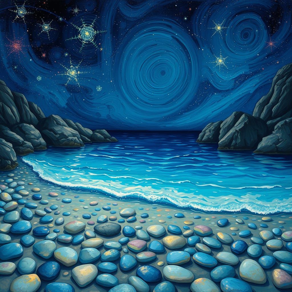 Hidden Cove with Luminescent Water and Galaxy Sky