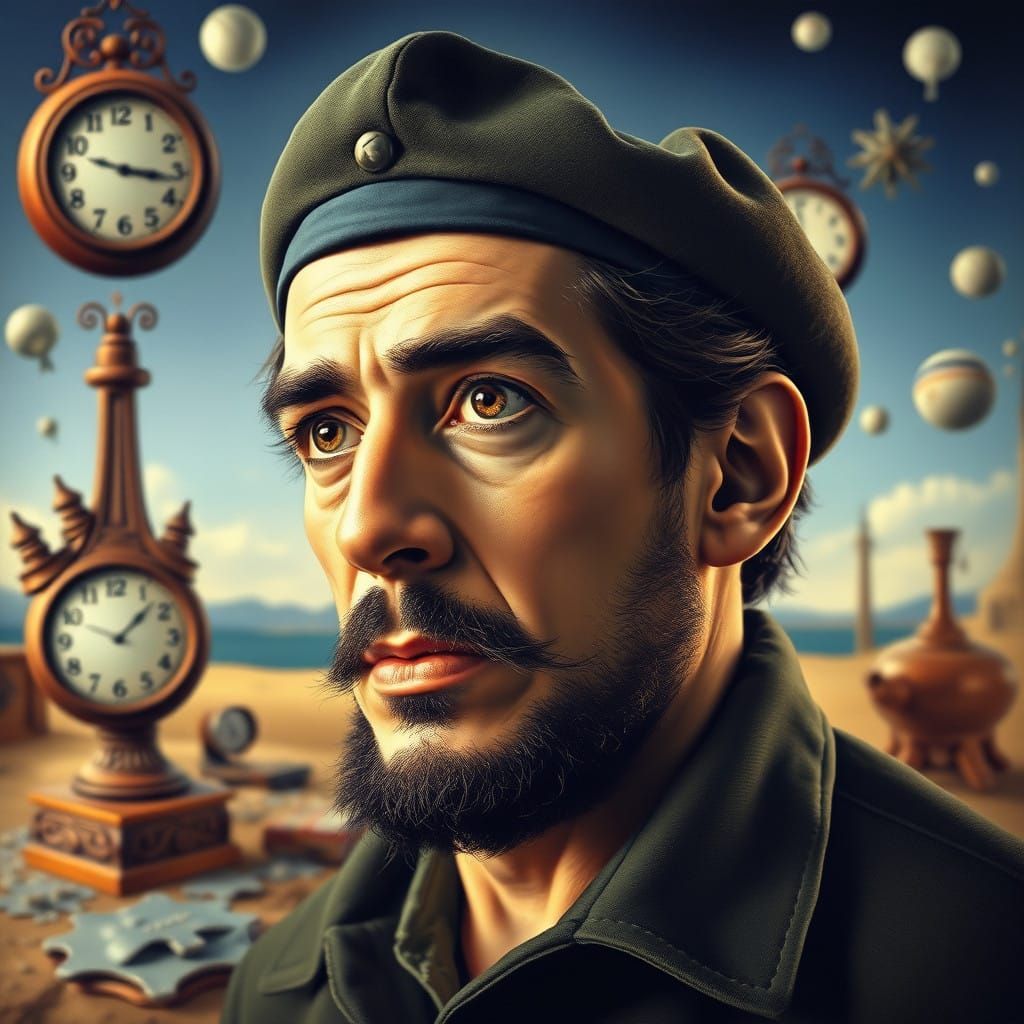 Surrealist Portrait of Che Guevara Evoking Dali's Dreamscape...