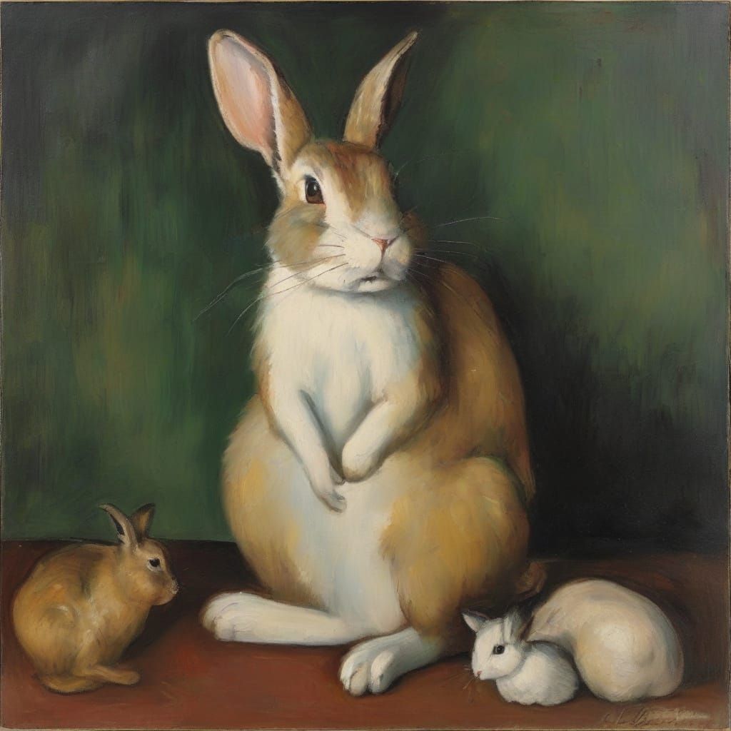 Number 8 as Whimsical Rabbit in Artistic Realism Style