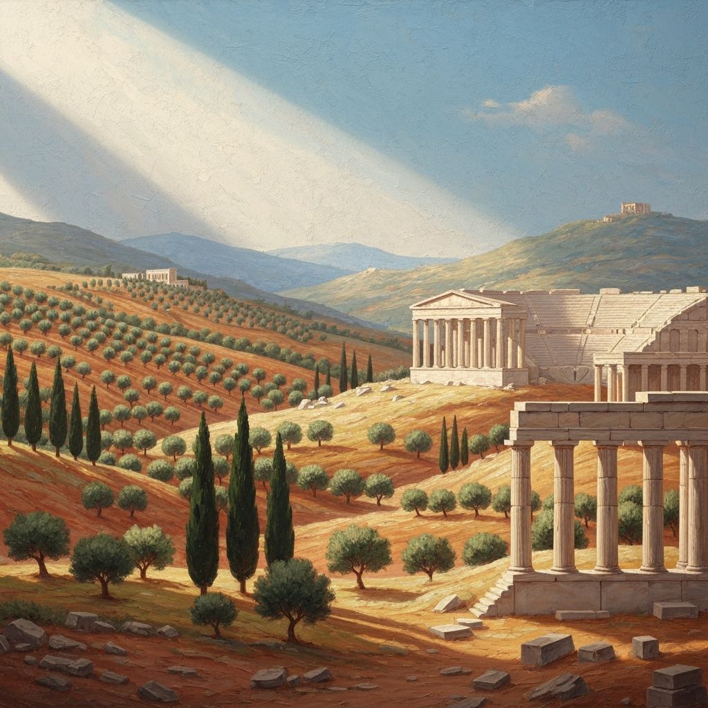 Ancient Greek Landscape in Textured Plaster Style