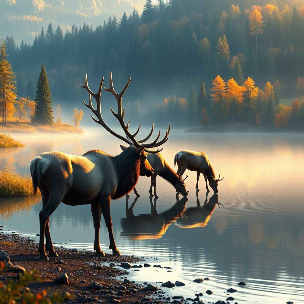 Regal Elk in a Fantastical Realm