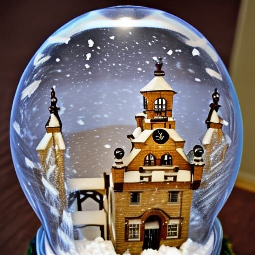 Clocktower in Snow Globe: Detailed Perspective
