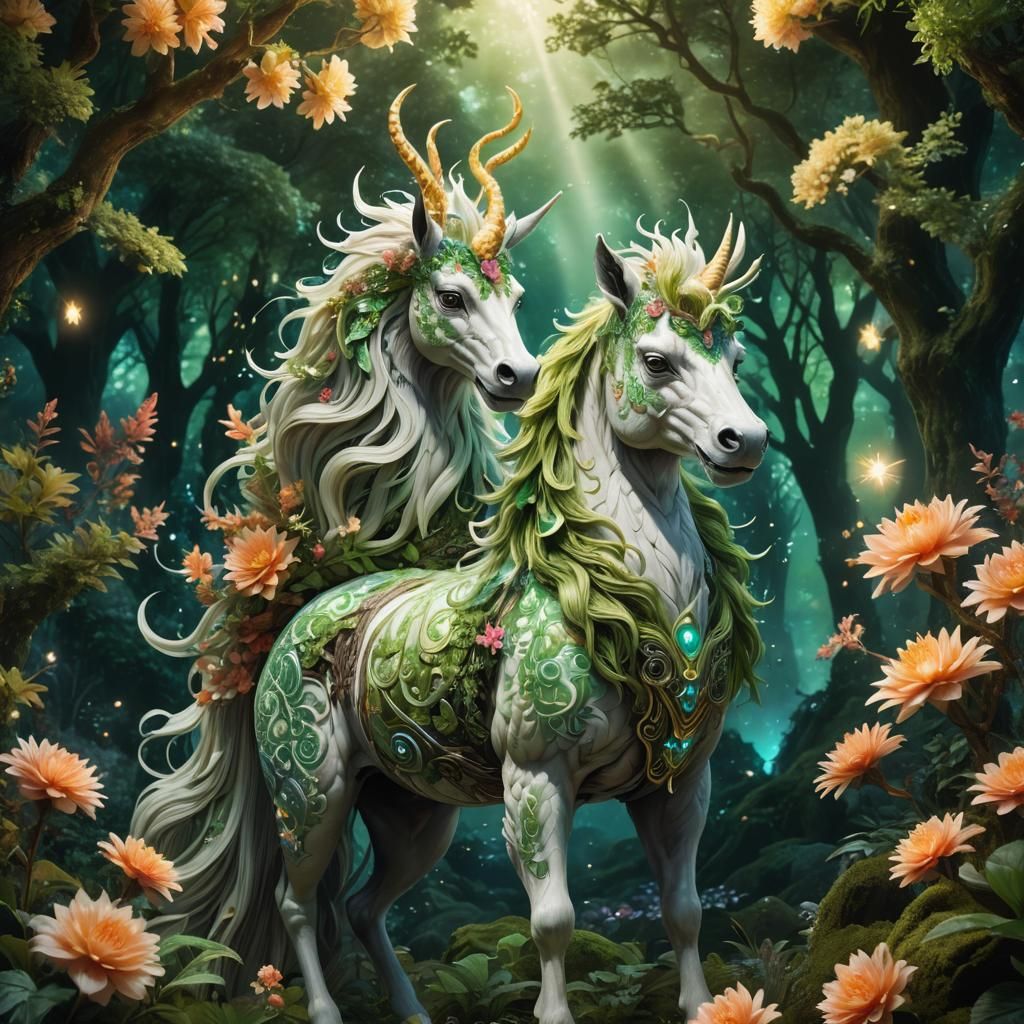 Kirin in Enchanted Forest Fantasy Art