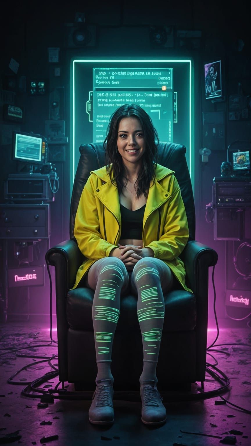 Aubrey Plaza as Cyberpunk Mojo: Digital Chaos Queen