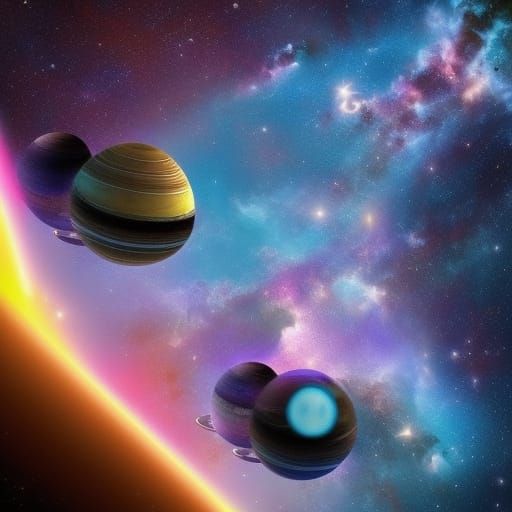 Vibrant Galactic Adventure: Exploring Alien Worlds and Nebul...