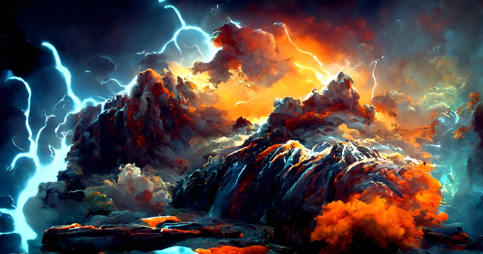Epic Lightning Storm in Canyon Landscape