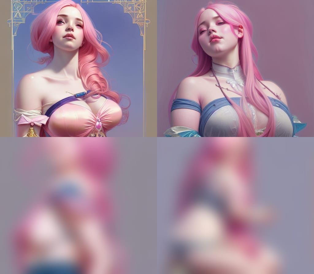 Pink-Haired Girl with Bulging Belly: Artstation Style