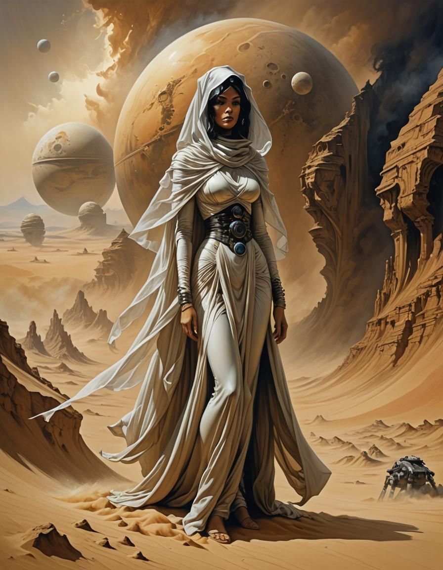 Sci-Fi Veil Girl in Sandstorm by Vallejo
