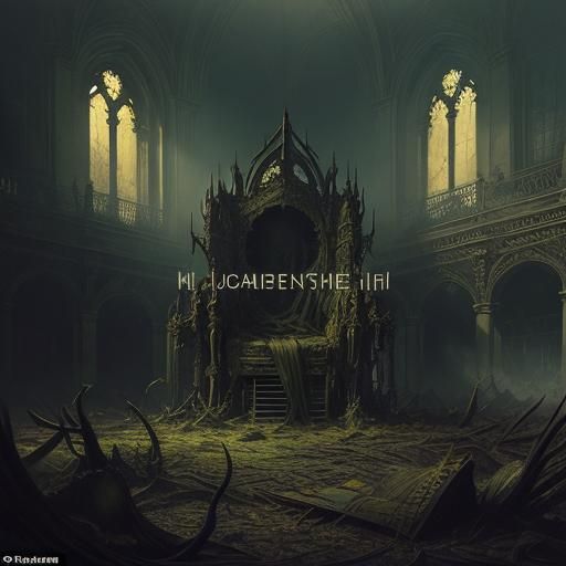 Monster King on Decayed Throne in Dark Fantasy Style