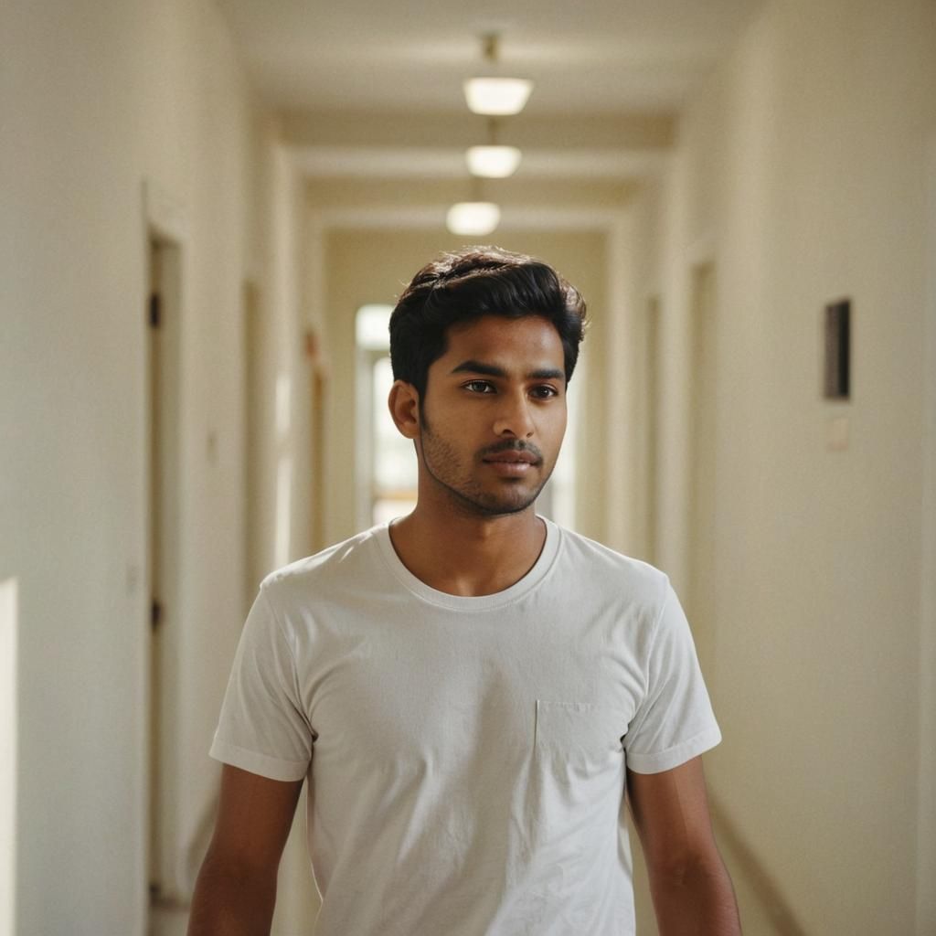 Young College Student in Cinematic Film Still