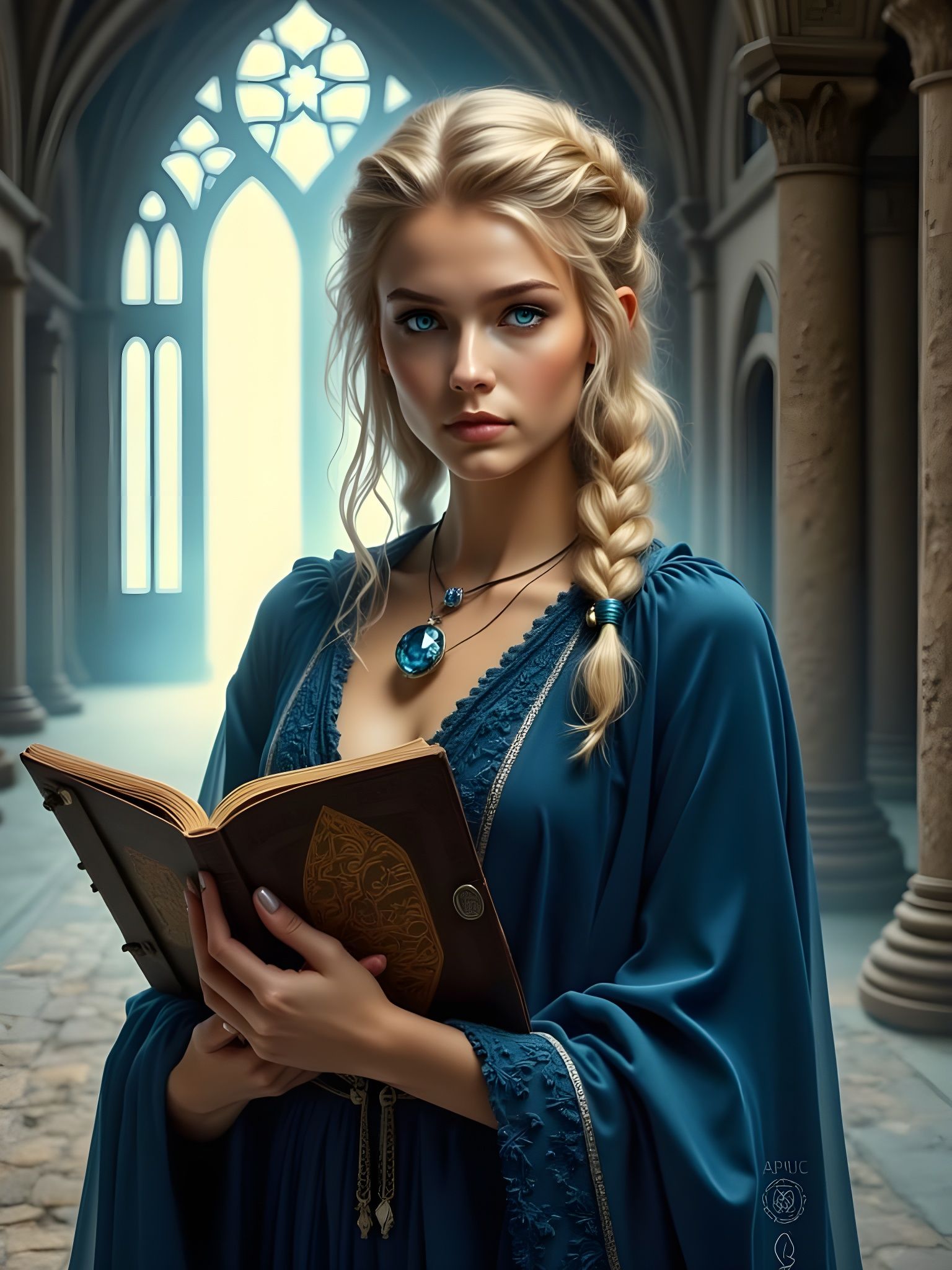 Hyperrealistic Norse Goddess in Elegant Castle