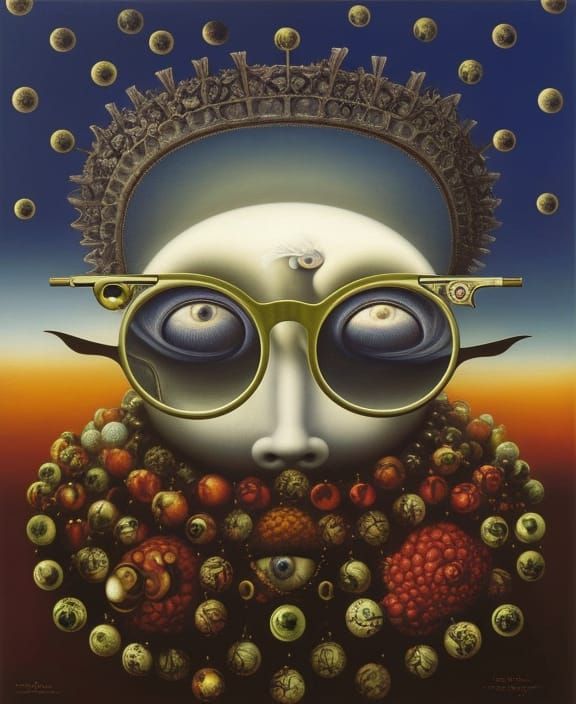 Surreal Eyeglasses of Argus: Oil Painting