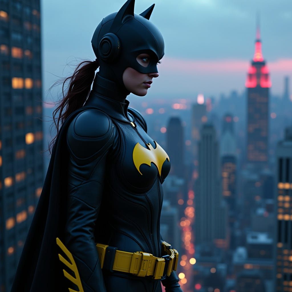 Batgirl in Gritty, Dark Synth Aesthetic