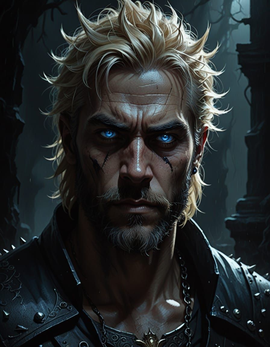 Dark Fantasy Portrait with Glowing Eyes