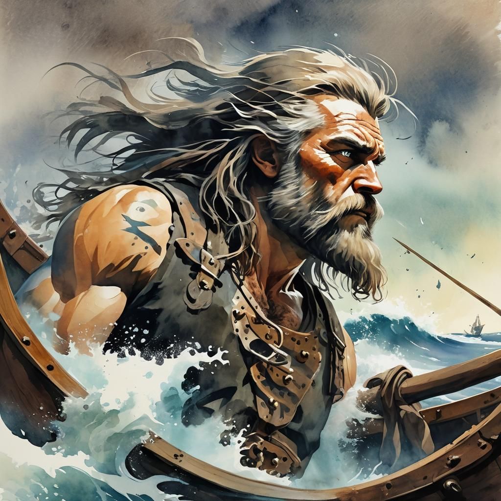 Viking Warrior Portrait in Frank Frazetta Style