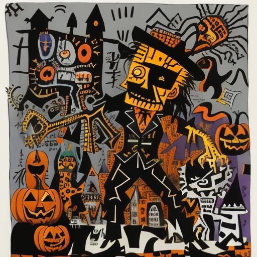 Abstract Halloween in Cubist Surrealist Style