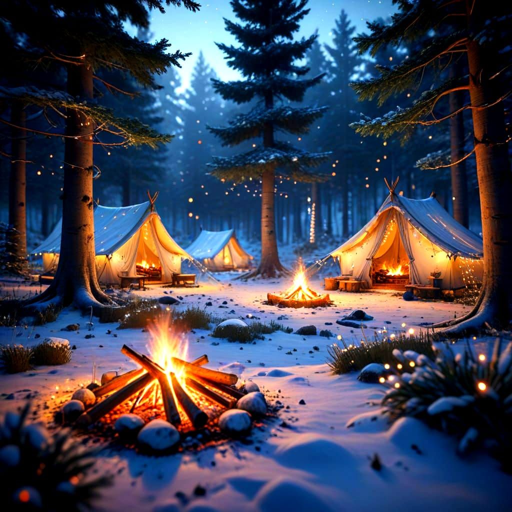 Winter Wonderland Scene in Ethereal Style