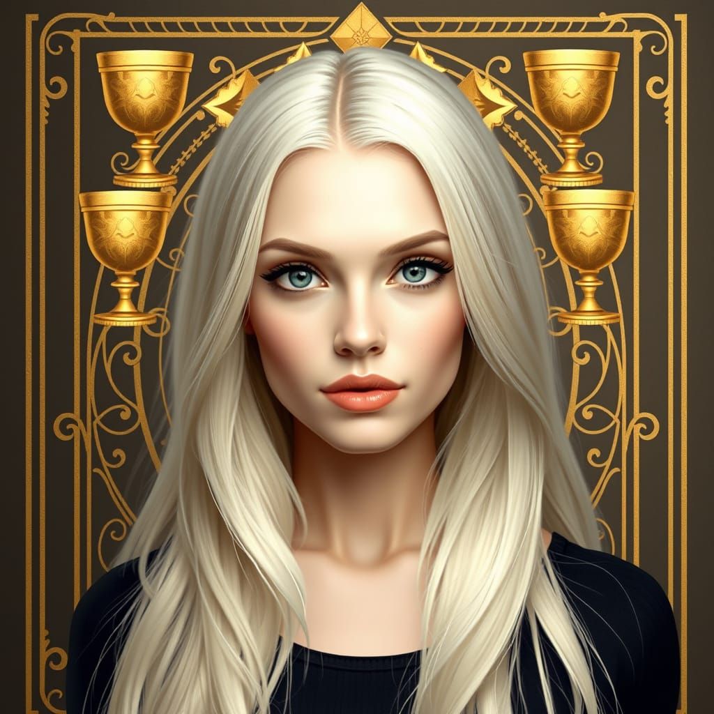 Queen of Cups: A Digital Tarot Card Portrait