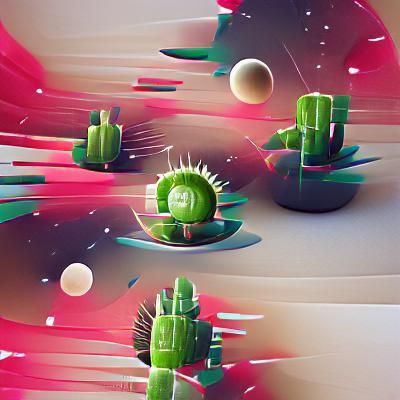 Cactus Orb Warping Space: Digital Art
