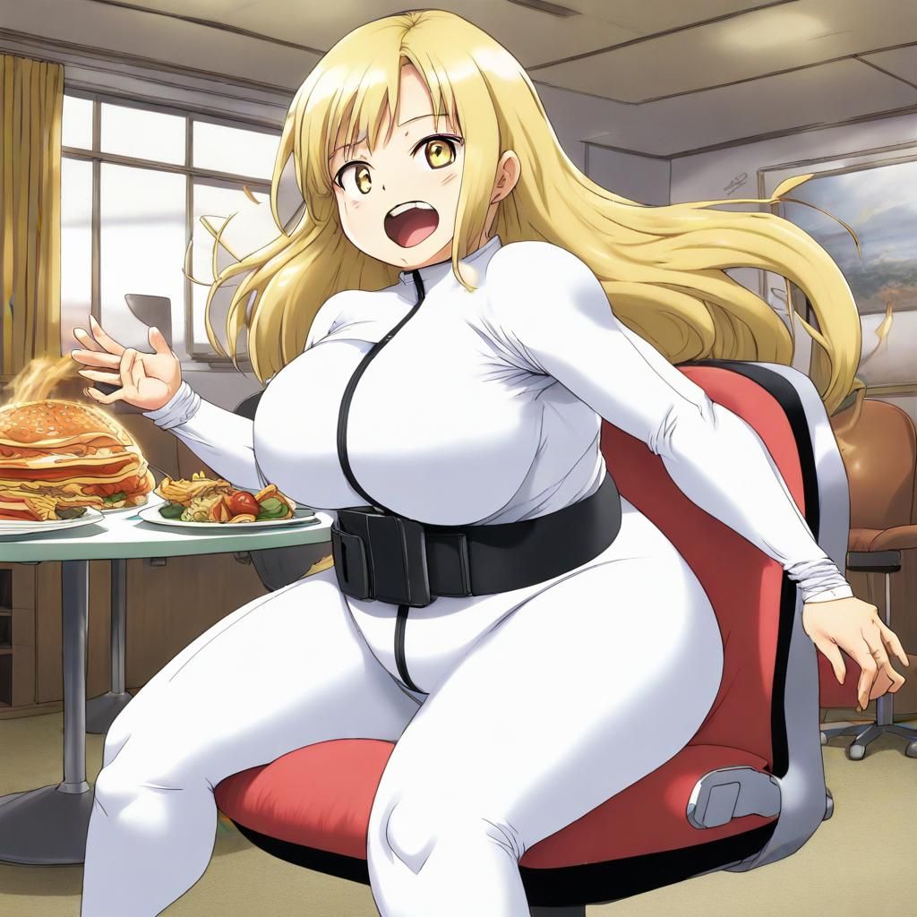 Anime Style Image of Overweight Woman in Lycra Suit