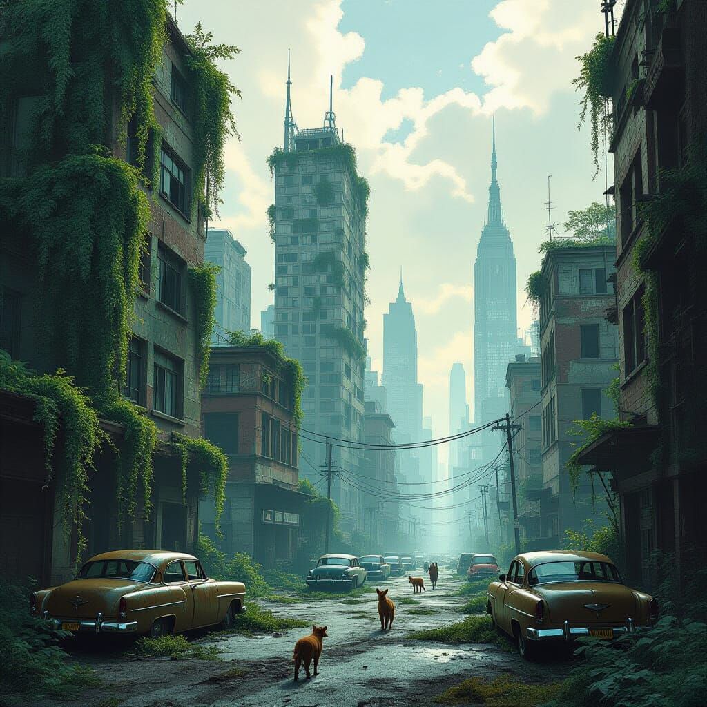 Post-Apocalyptic Cityscape Reclaimed by Nature