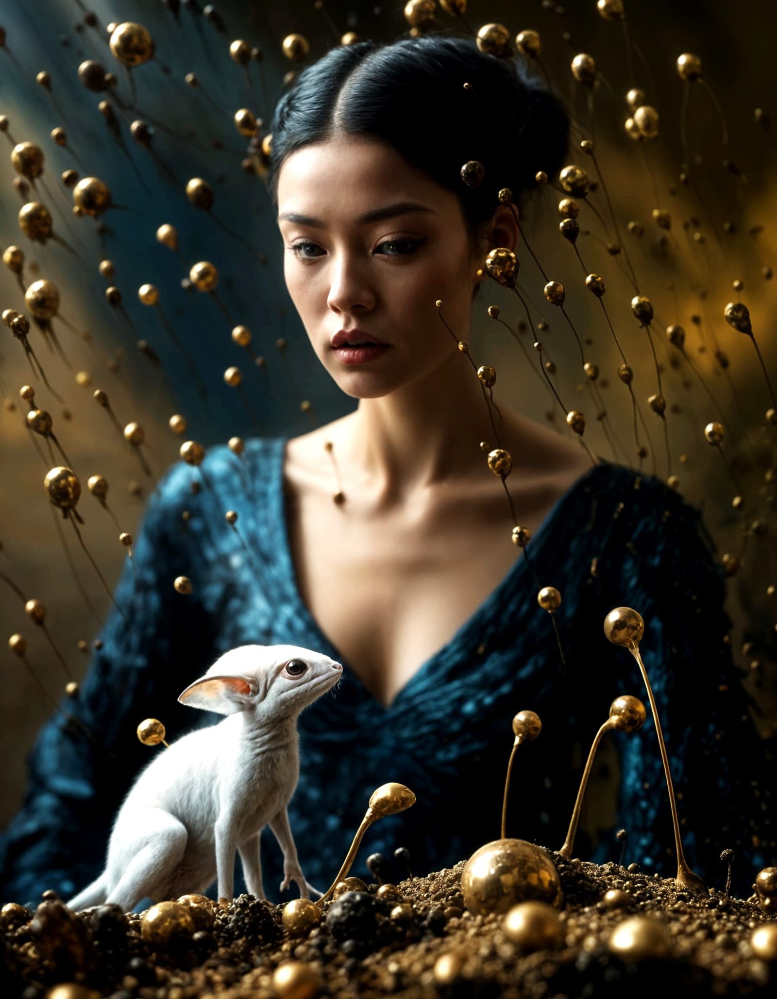 Abstract Alien Portrait in Magical Realism Style