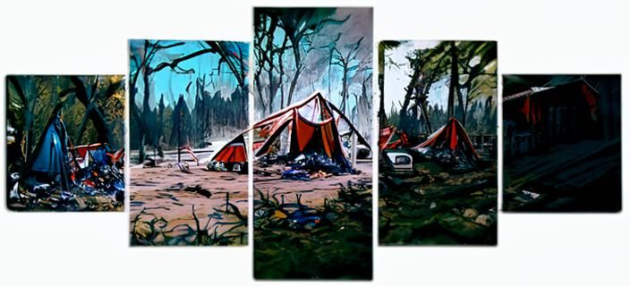 Eerie Abandoned Campsite Digital Illustration