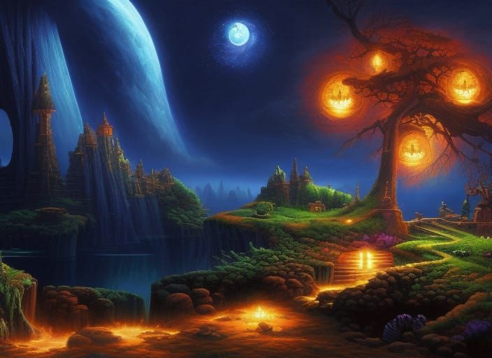 Submarine Finds Shipwreck in Bioluminescent Fantasy Art