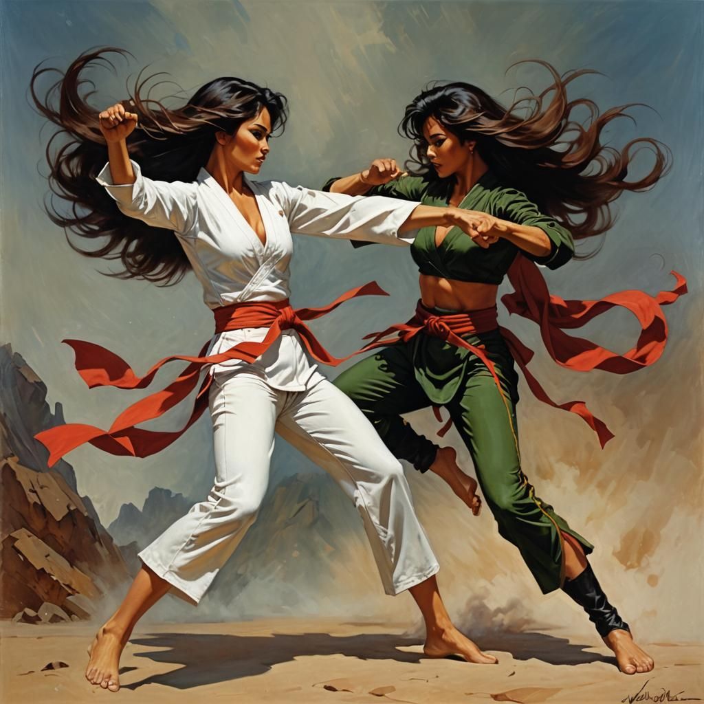Dynamic Martial Arts Sparring in Heroic Fantasy Style