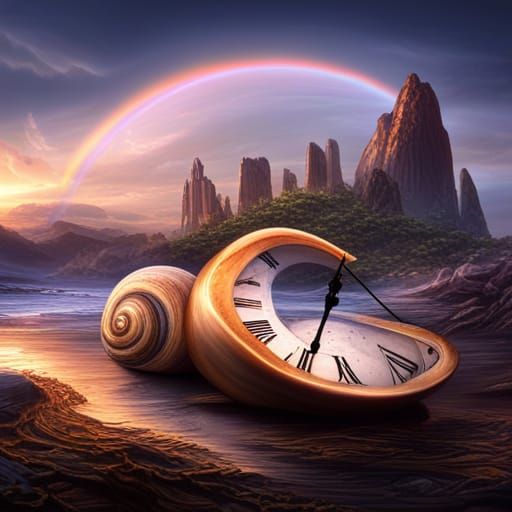 Snail Clock on Rainbow Bridge: Digital Matte Painting
